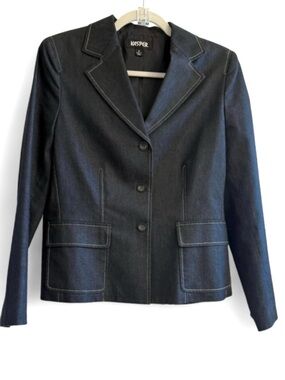 Vintage Kasper Navy Denim Blazer Size 6